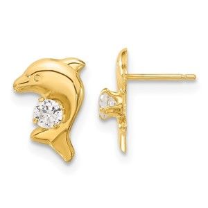 14k Madi K Dolphin w/ CZ Post Earrings